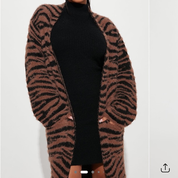 *offer For Seagypsy* Fashion Nova Brown & Black Zebra Print Long Cardigan S NWT - Picture 3 of 5